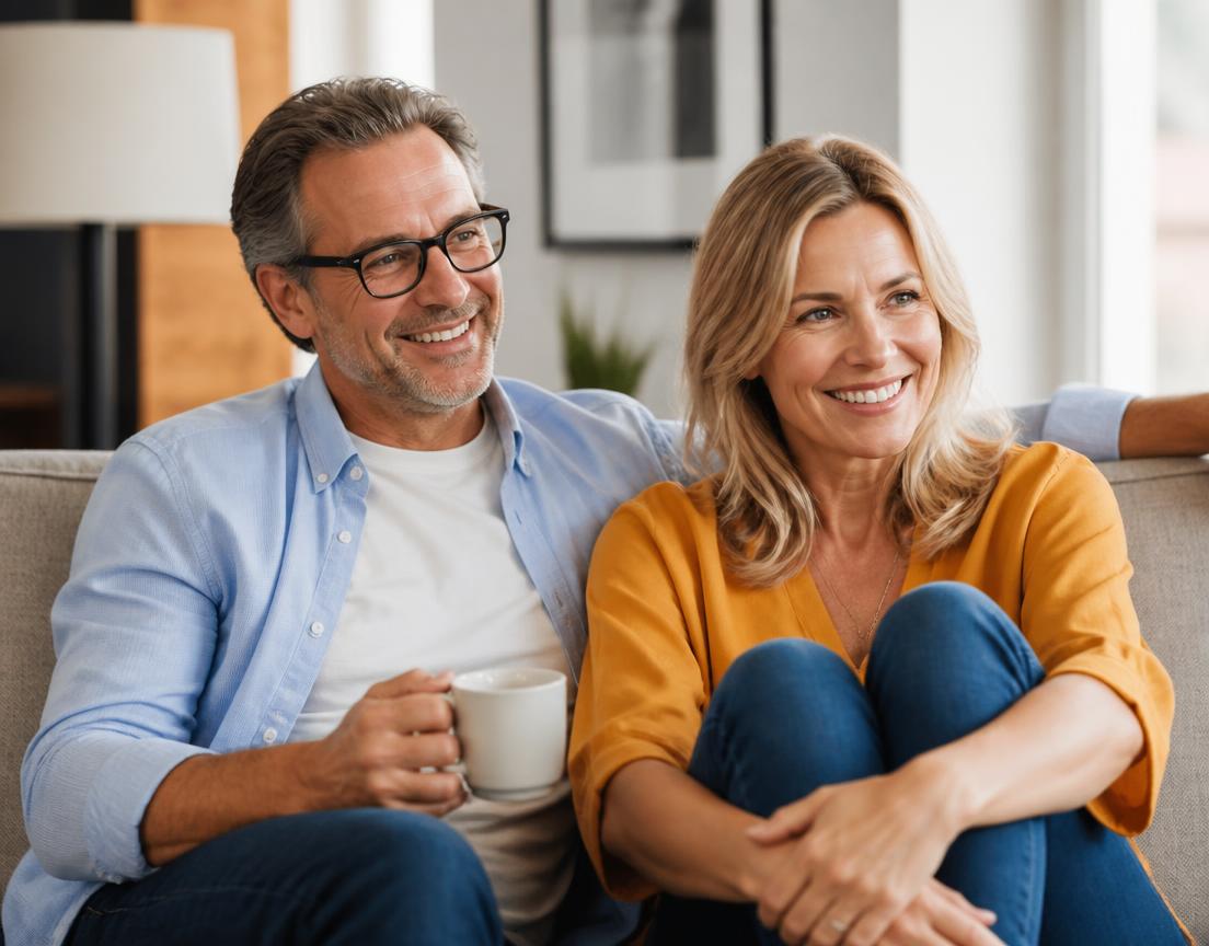 Adult couple sharing a warm family moment at home