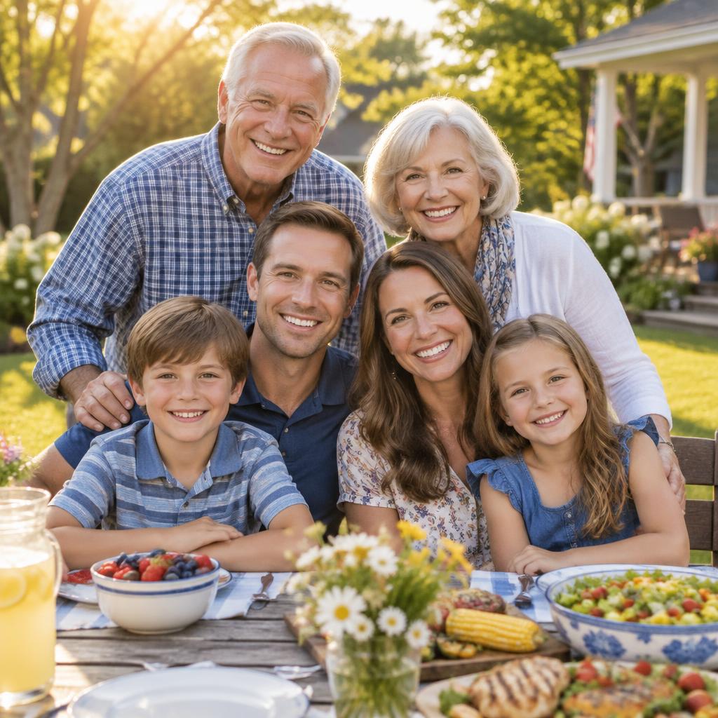 Multigenerational family sitting together outdoors